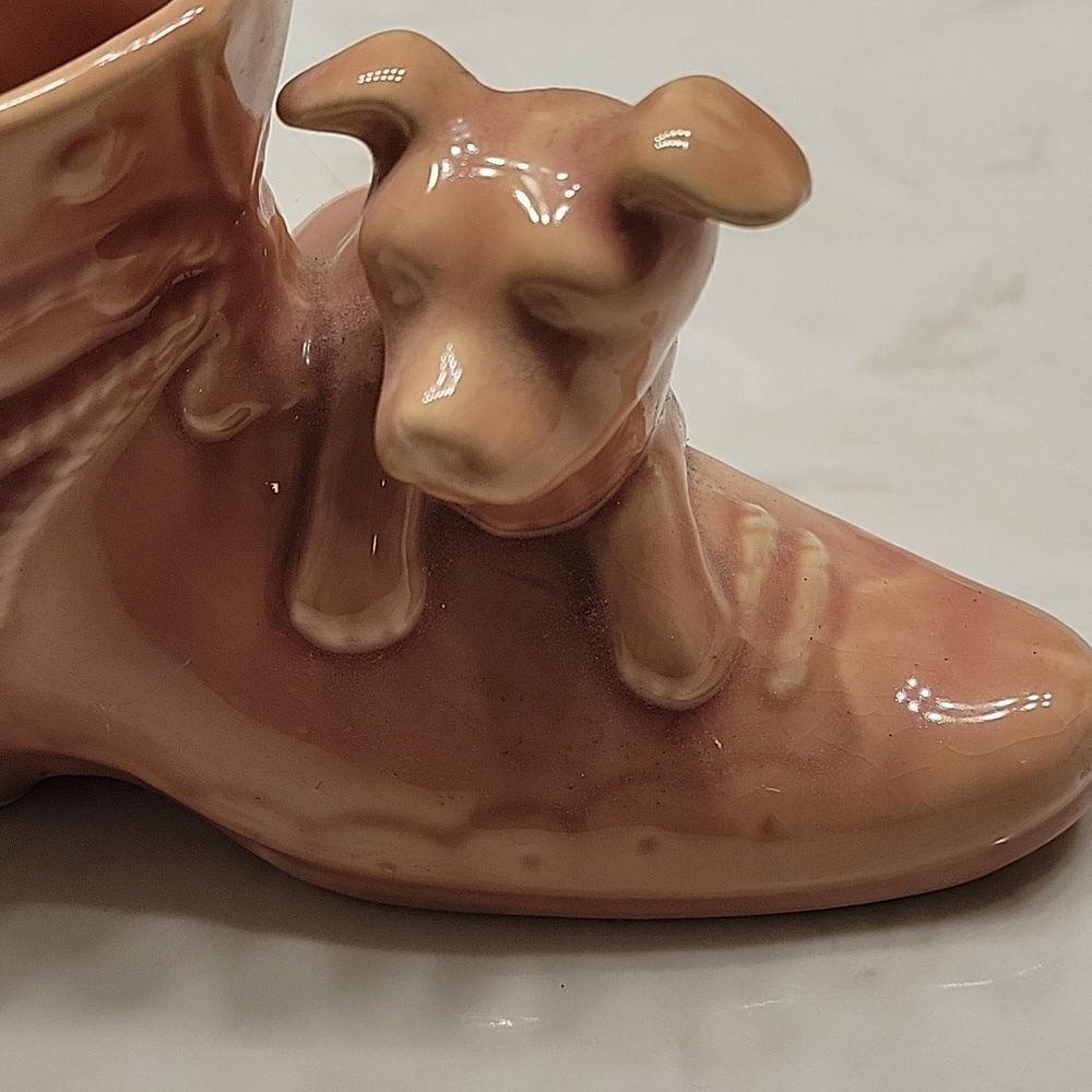 Vintage shawnee pottery dog on shoe - Picture 2 of 9